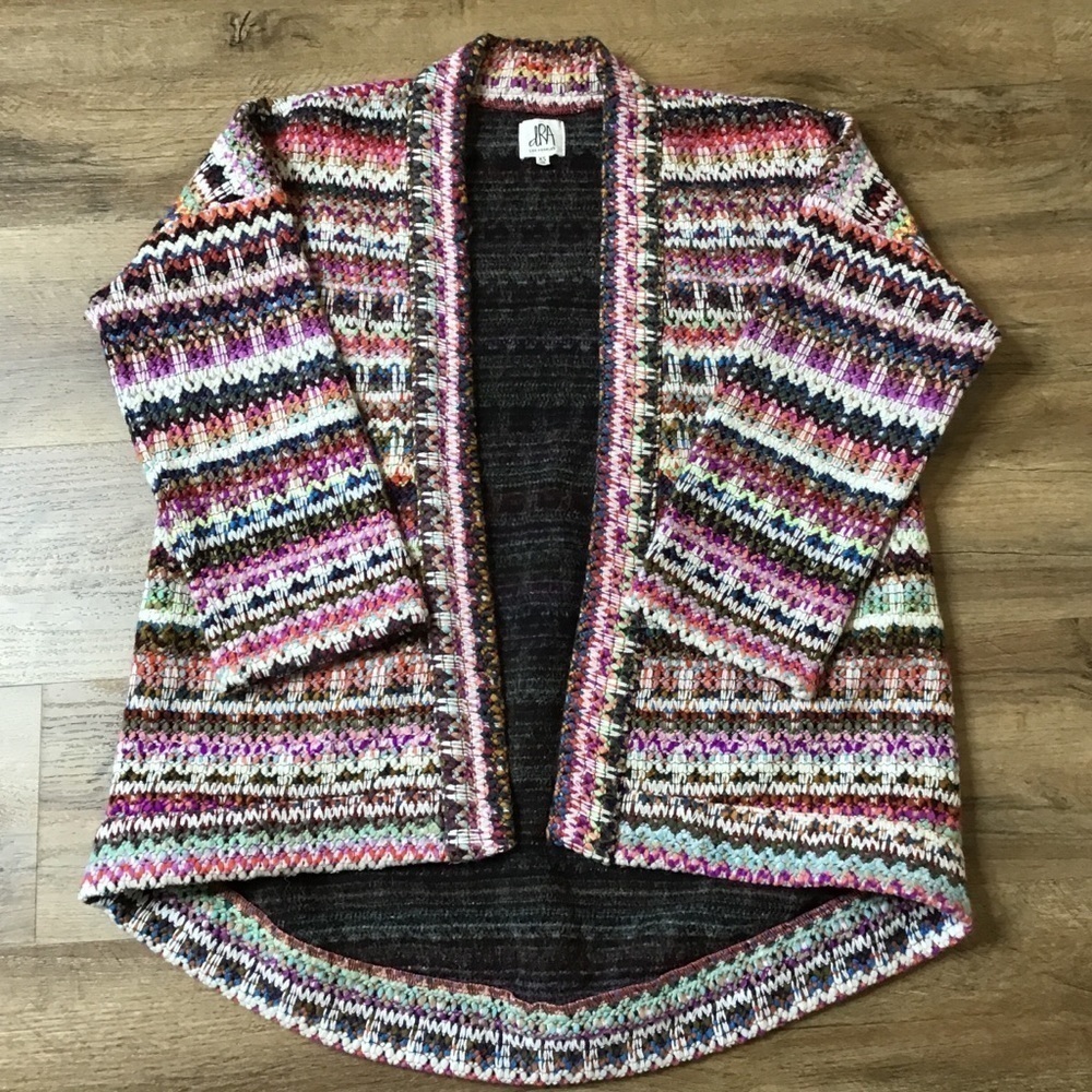 ANTHROPOLOGIE dRA Yoko Jacket Size XS Oversize Fit Boho Open Multicolor - Picture 2 of 12